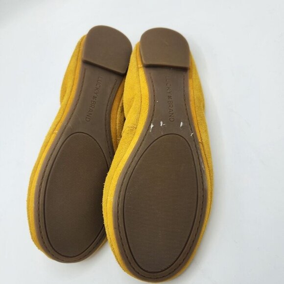 Lucky Brand Erin Mustard Yellow Suede Slip On Ballet Flats 6.5 Womens New - Picture 7 of 7